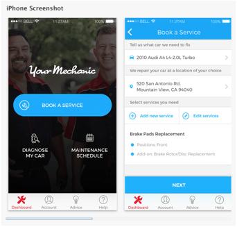 YourMechanic iPhone App Screen Shot